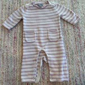 Baby Gap Lavender and Cream Striped Sweater Romper